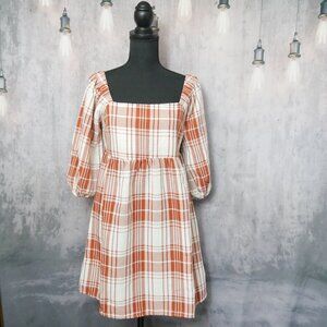 Monteau Cream & Orange Baby Doll Dress Small